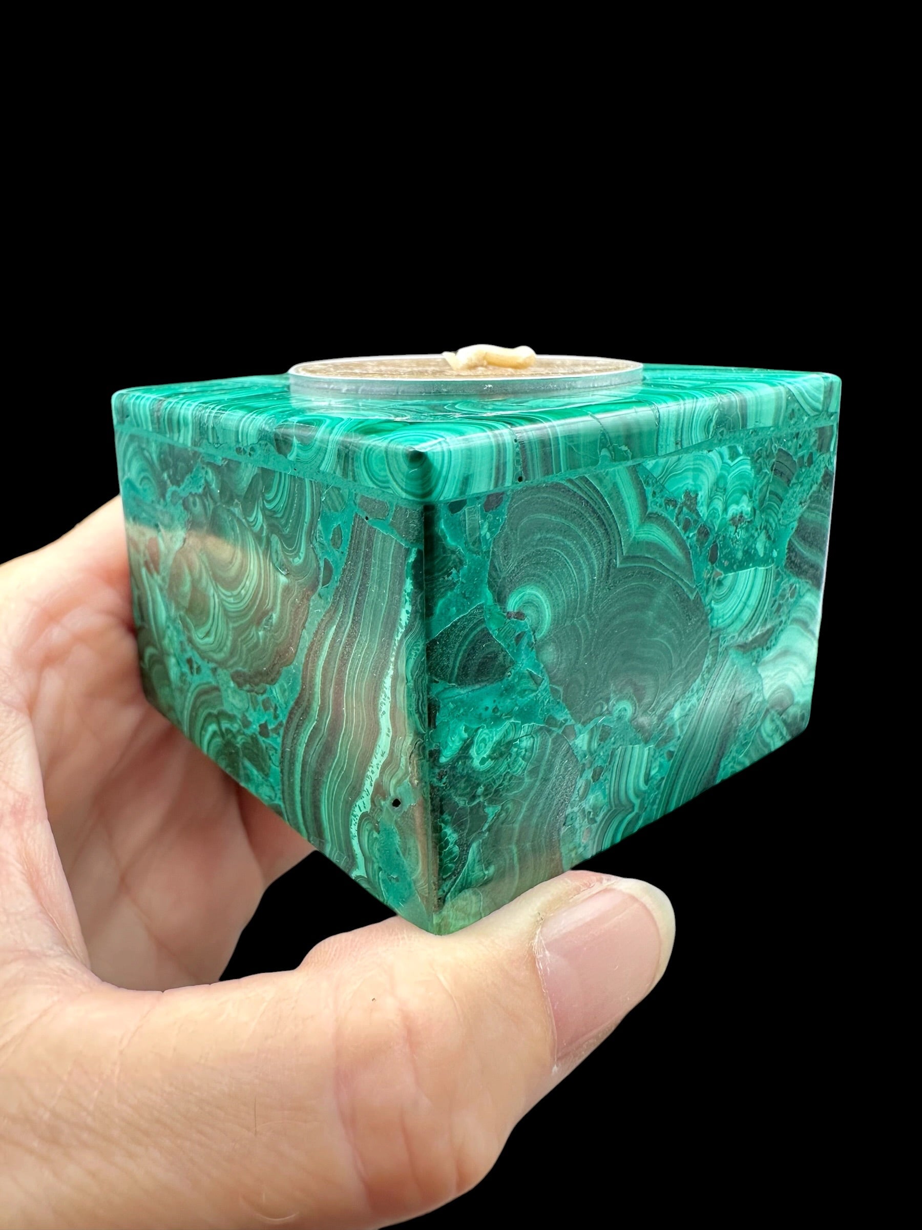 Malachite tea light holder - MZ047