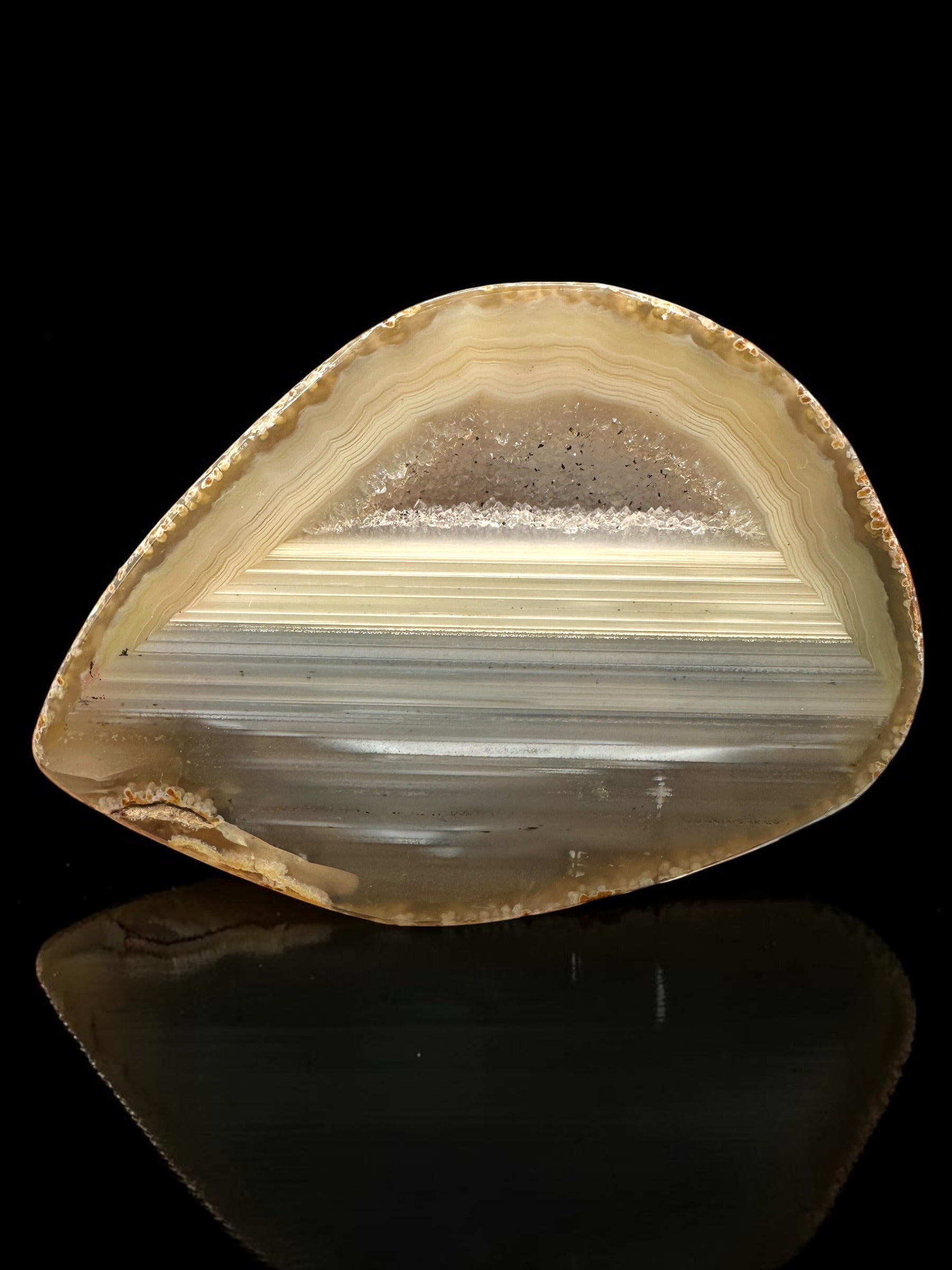 Agate Pair on a Wooden Stand – Ametista do Sul, Brazil - PAR03