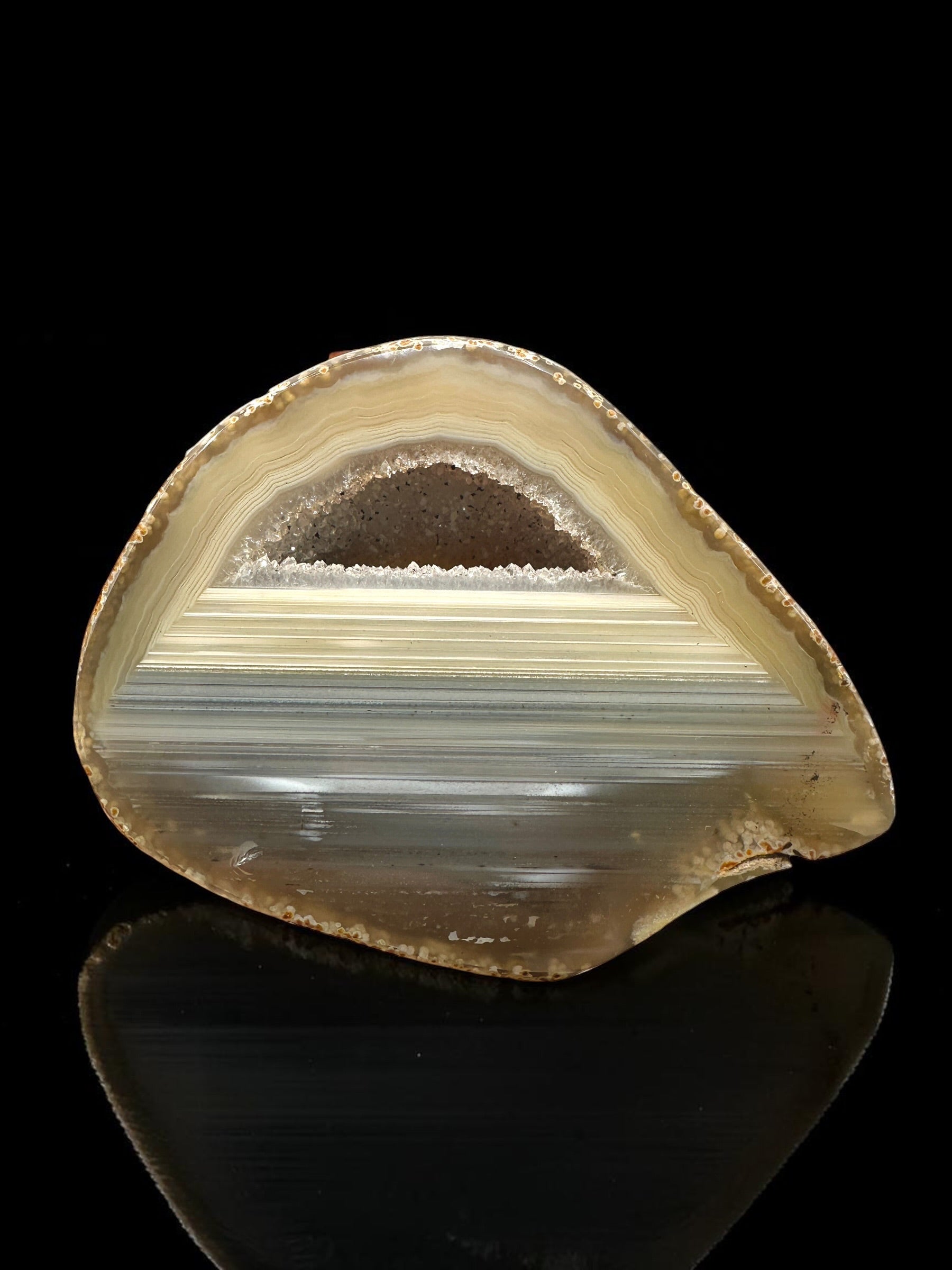 Agate Pair on a Wooden Stand – Ametista do Sul, Brazil - PAR03