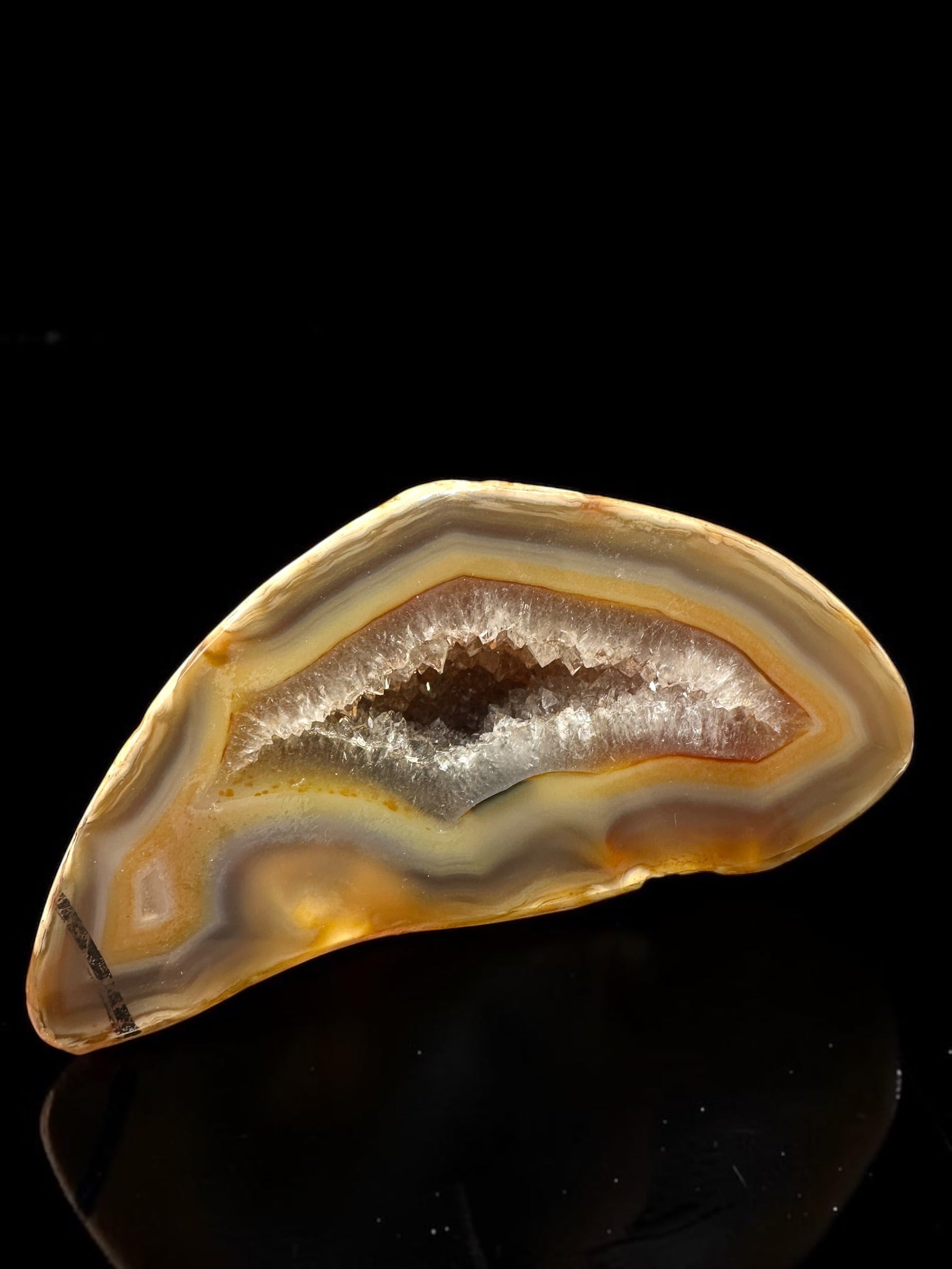 Agate Pair on a Wooden Stand – Ametista do Sul, Brazil - PAR04