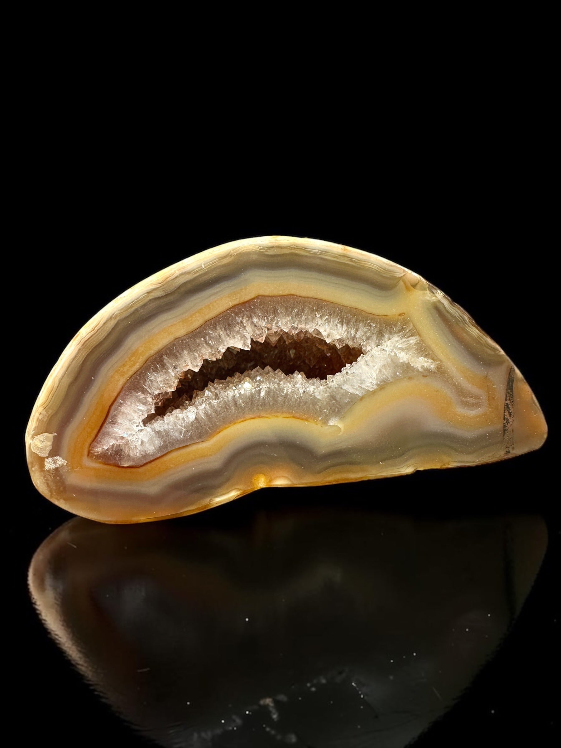Agate Pair on a Wooden Stand – Ametista do Sul, Brazil - PAR04