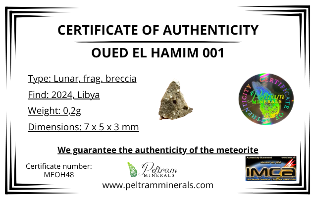 Lunar meteorite Oued el Hamim 001 – 0,2g – Libya - MEOH48