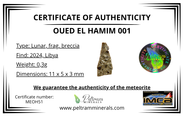 Lunar meteorite Oued el Hamim 001 – 0,3g – Libya - MEOH51
