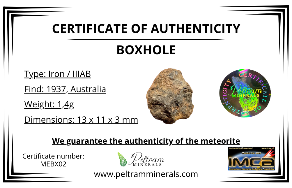 Meteorite Boxhole 1,4g – Australia - MEBX02