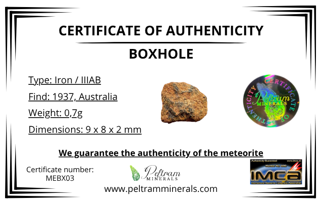 Meteorite Boxhole 0,7g – Australia - MEBX03