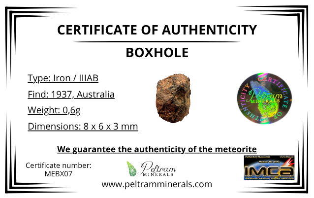 Meteorite Boxhole 0,6g – Australia - MEBX07
