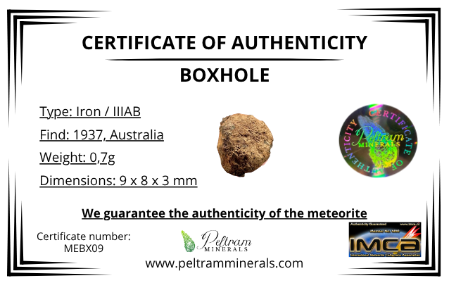 Meteorite Boxhole 0,7g – Australia - MEBX09