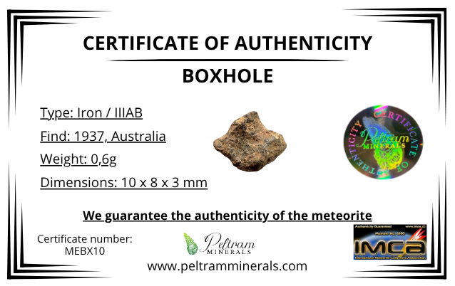Meteorite Boxhole 0,6g – Australia - MEBX10