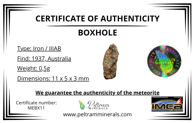 Meteorite Boxhole 0,5g – Australia - MEBX11