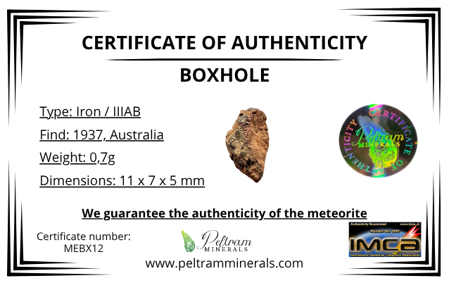 Meteorite Boxhole 0,7g – Australia - MEBX12