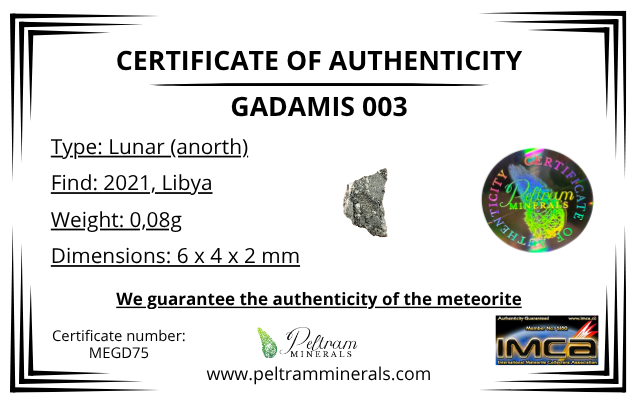 Lunar meteorite Gadamis 003 – 0,08g – Libya - MEGD75