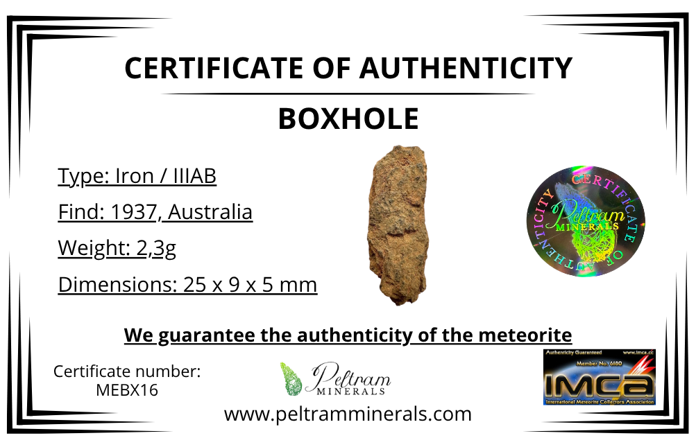 Boxhole Meteorite 2,3g – SHALE – Heavily Weathered Fragment – Australia - MEBX16