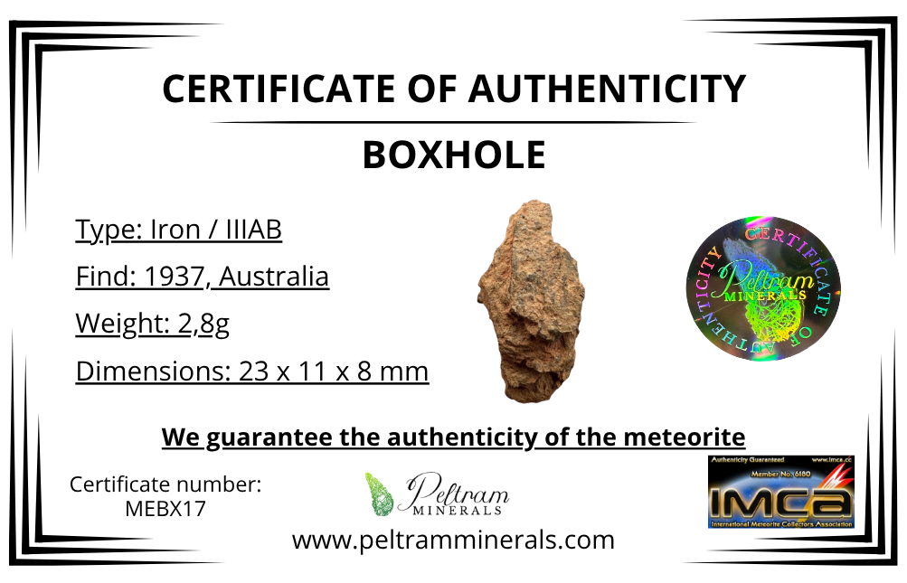 Boxhole Meteorite 2,8g – SHALE – Heavily Weathered Fragment – Australia - MEBX17
