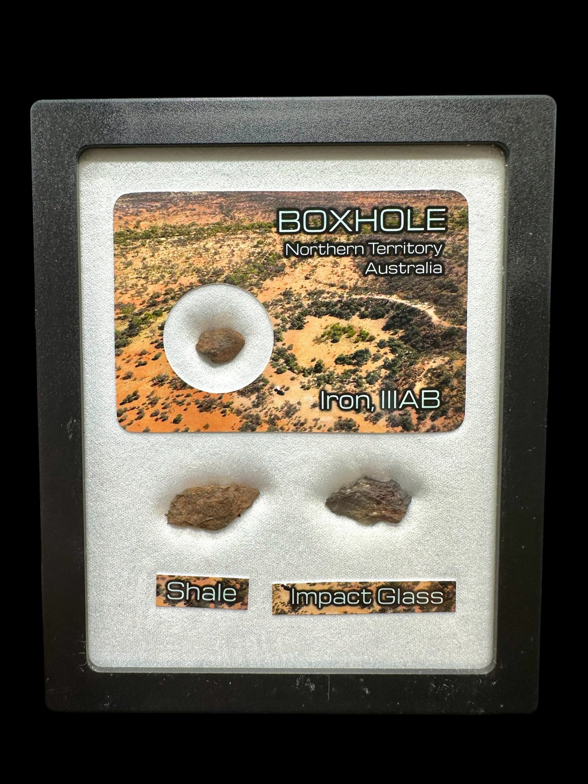 Boxhole Meteorite – Set of Meteorite, Weathered Fragment and Impact Glass – Australia