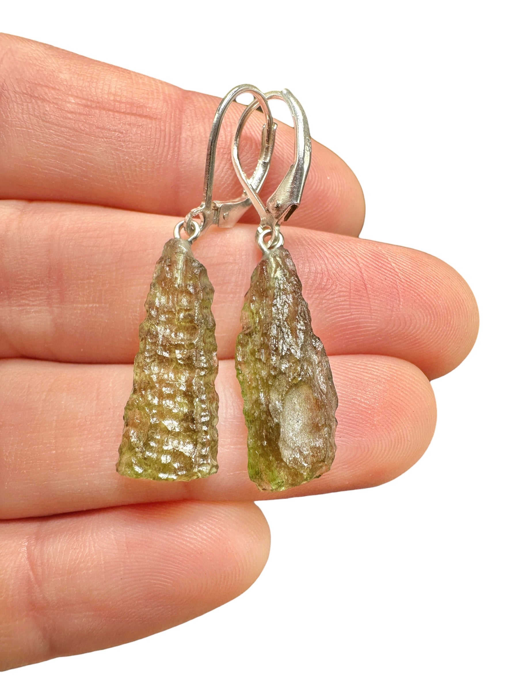 Silver moldavite earrings 2,7g