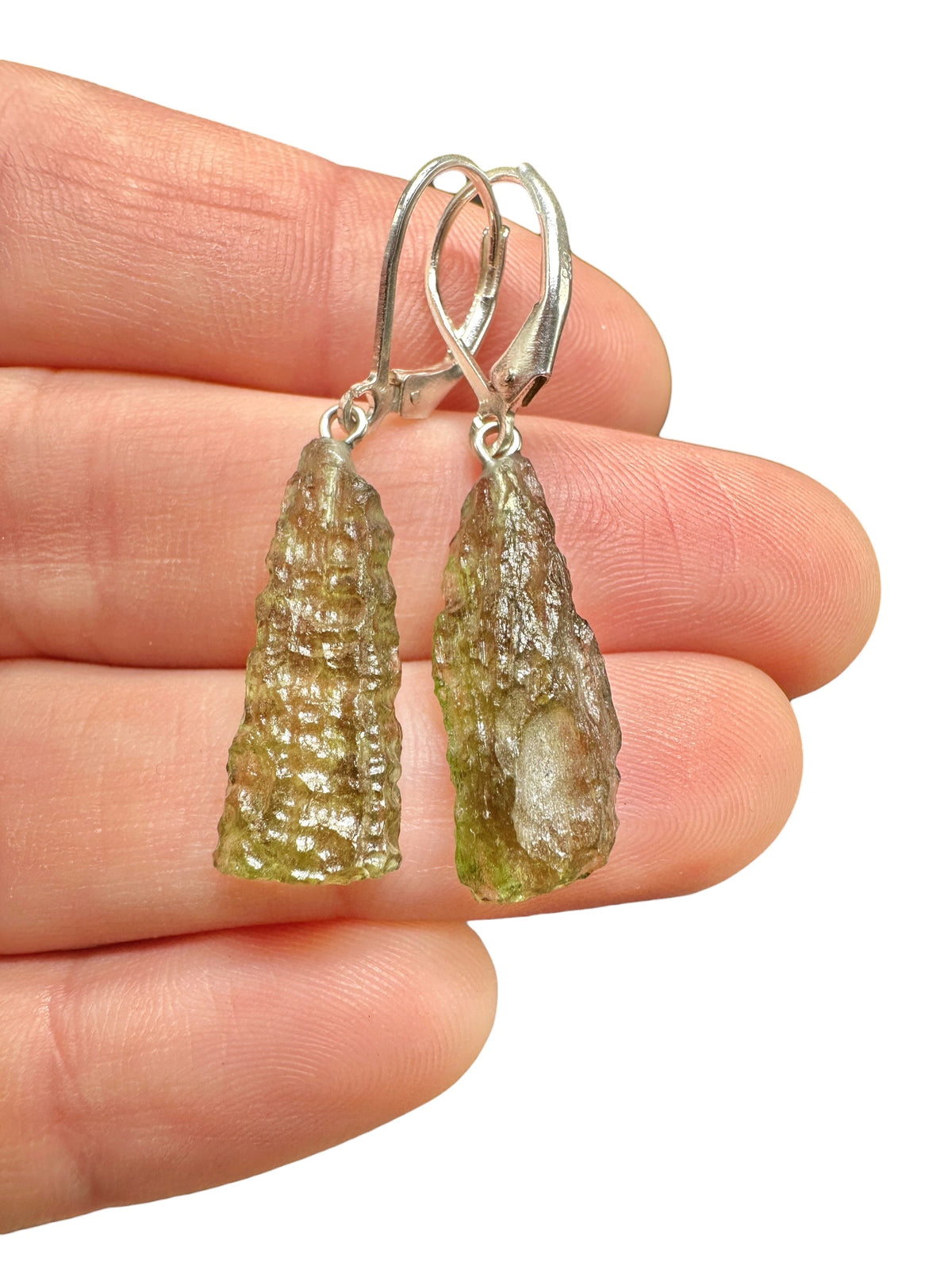 Silver moldavite earrings 2,7g