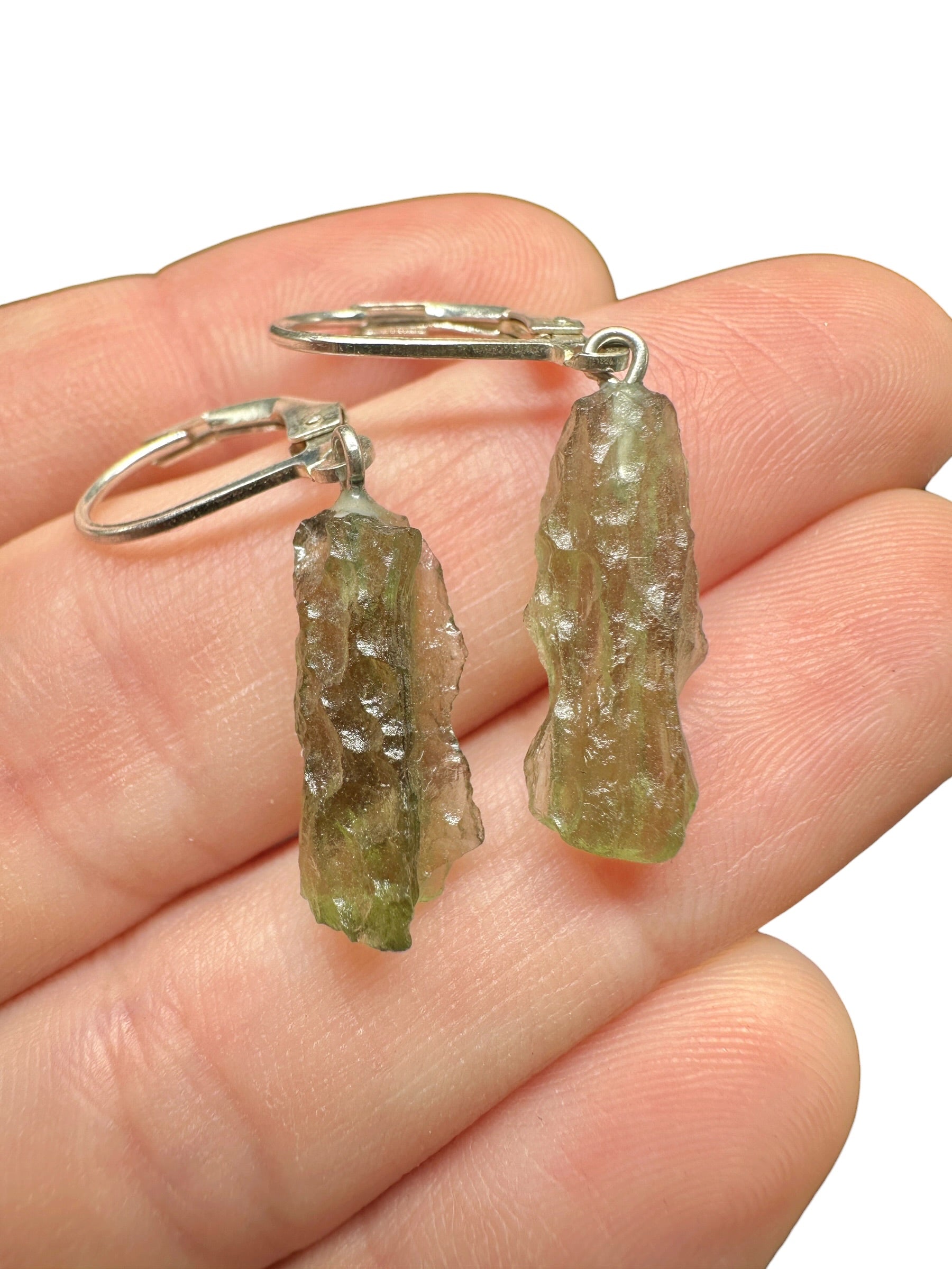 Silver moldavite earrings 2,1g