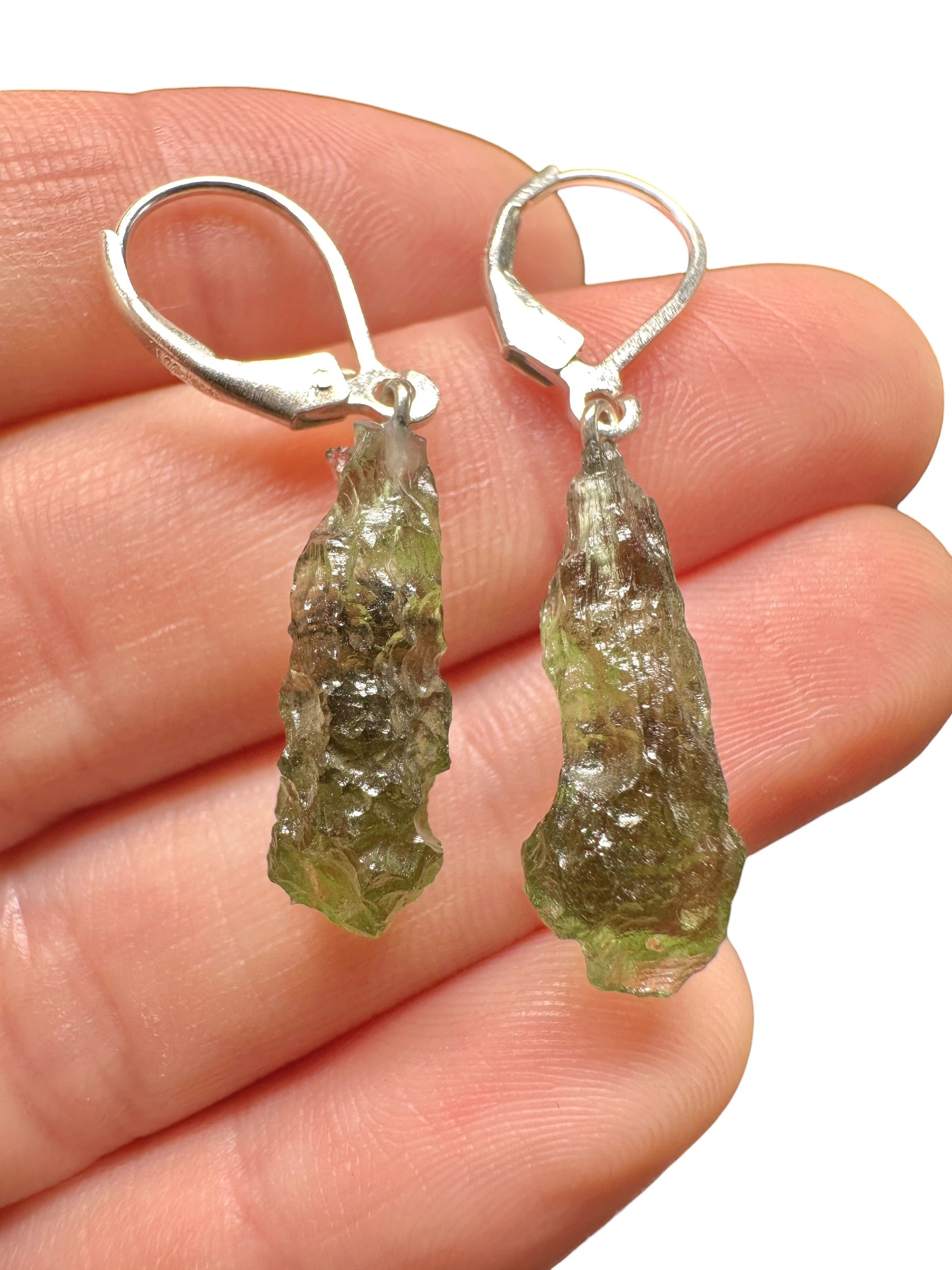 Silver moldavite earrings 2,7g