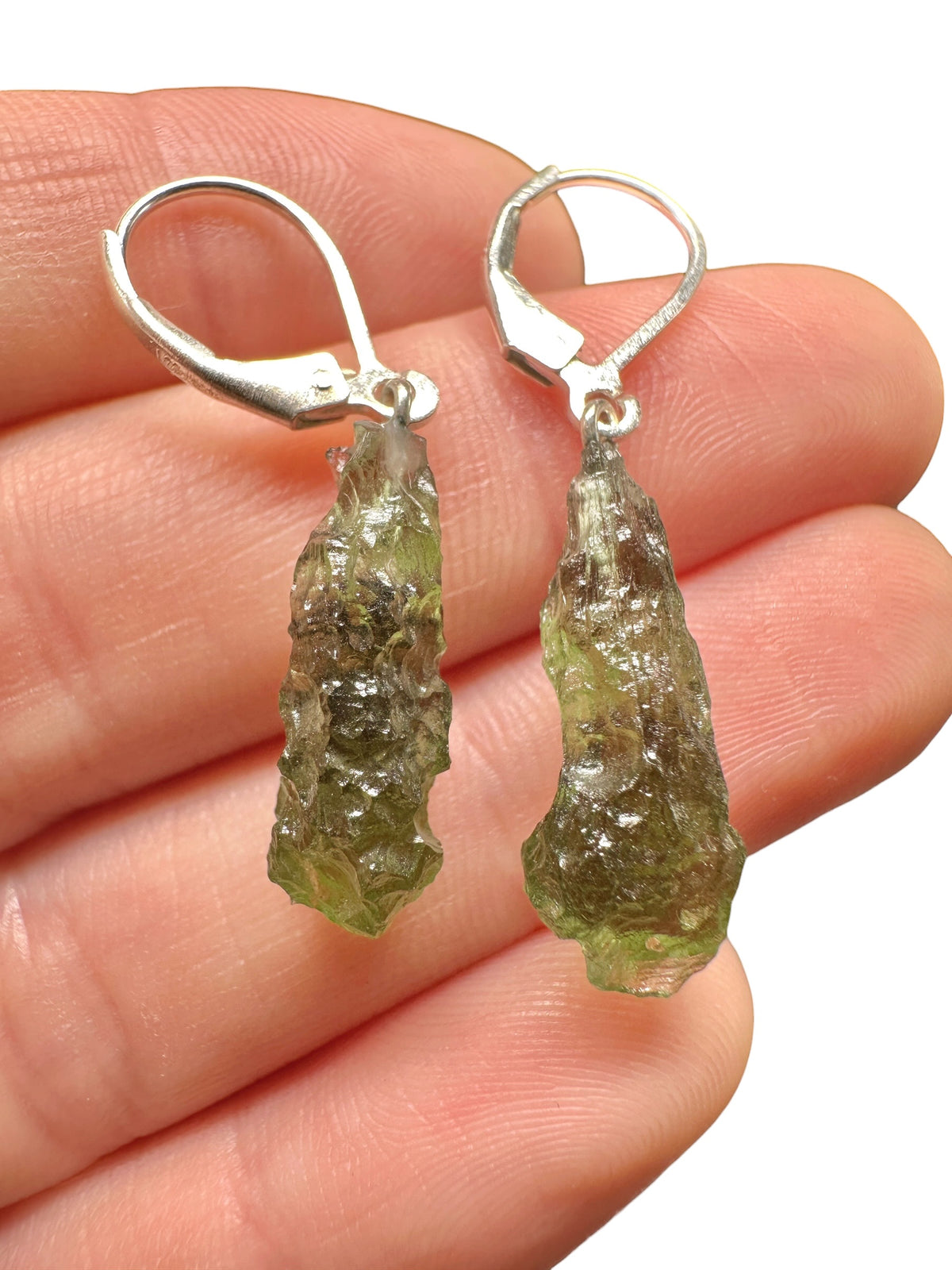 Silver moldavite earrings 2,7g
