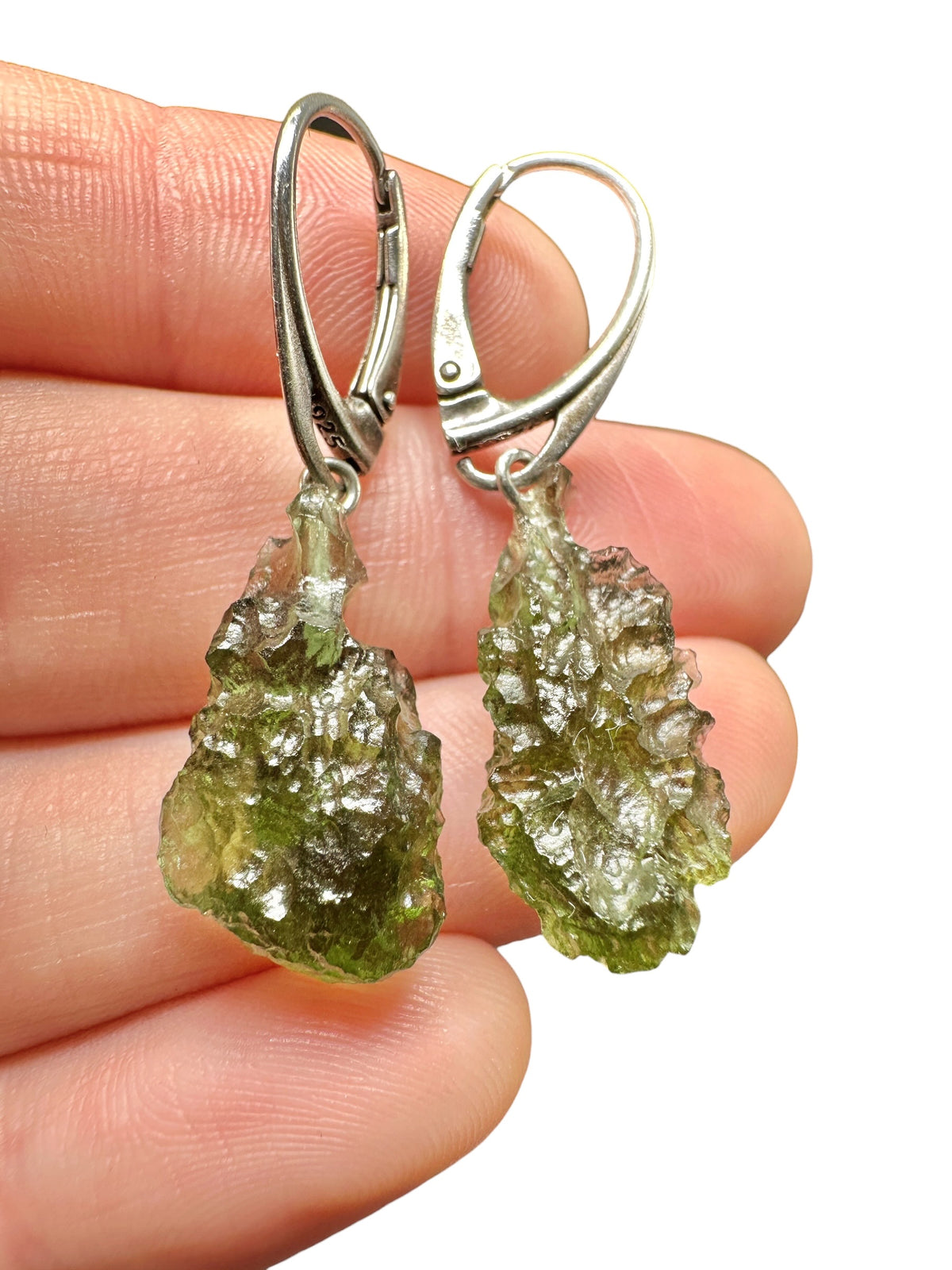 Silver moldavite earrings 4,1g