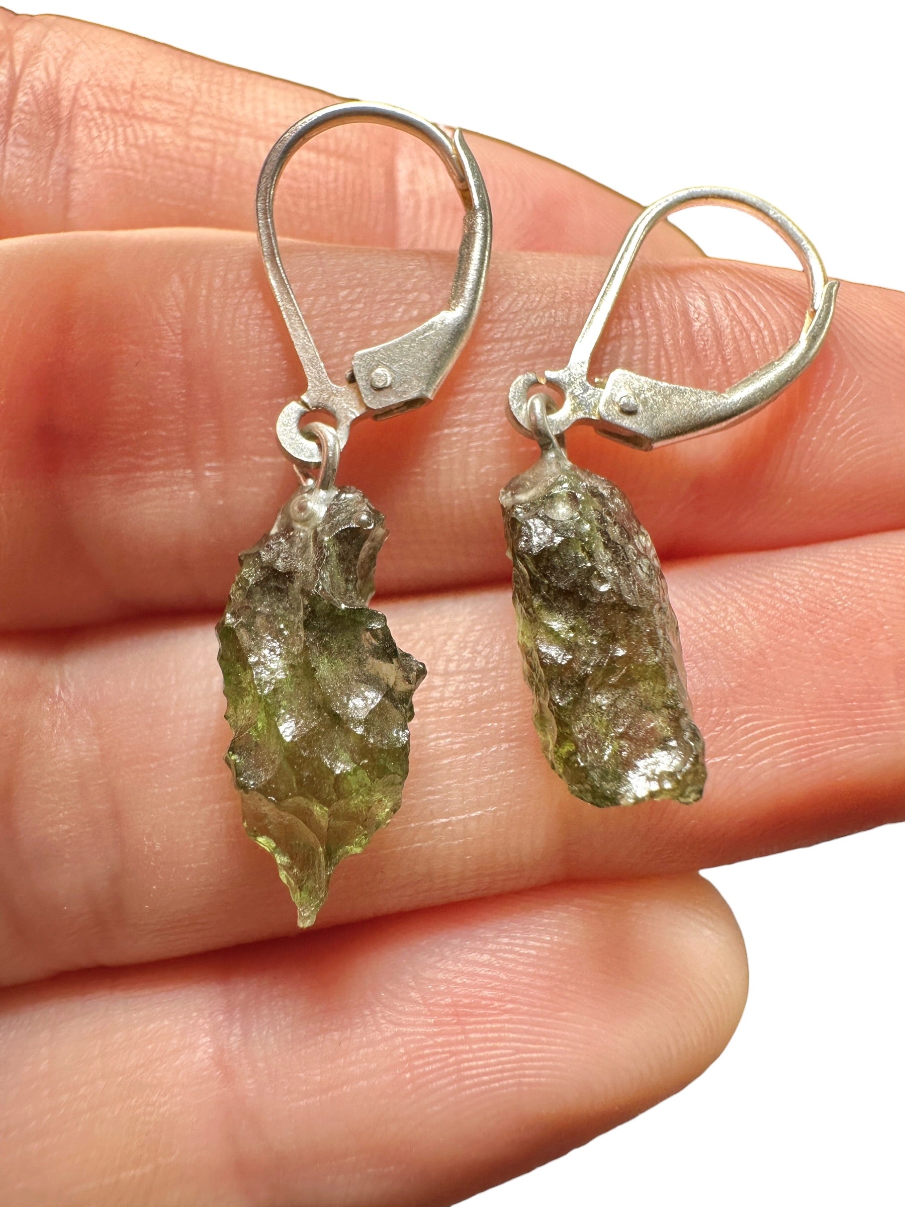Silver moldavite earrings 1,9g