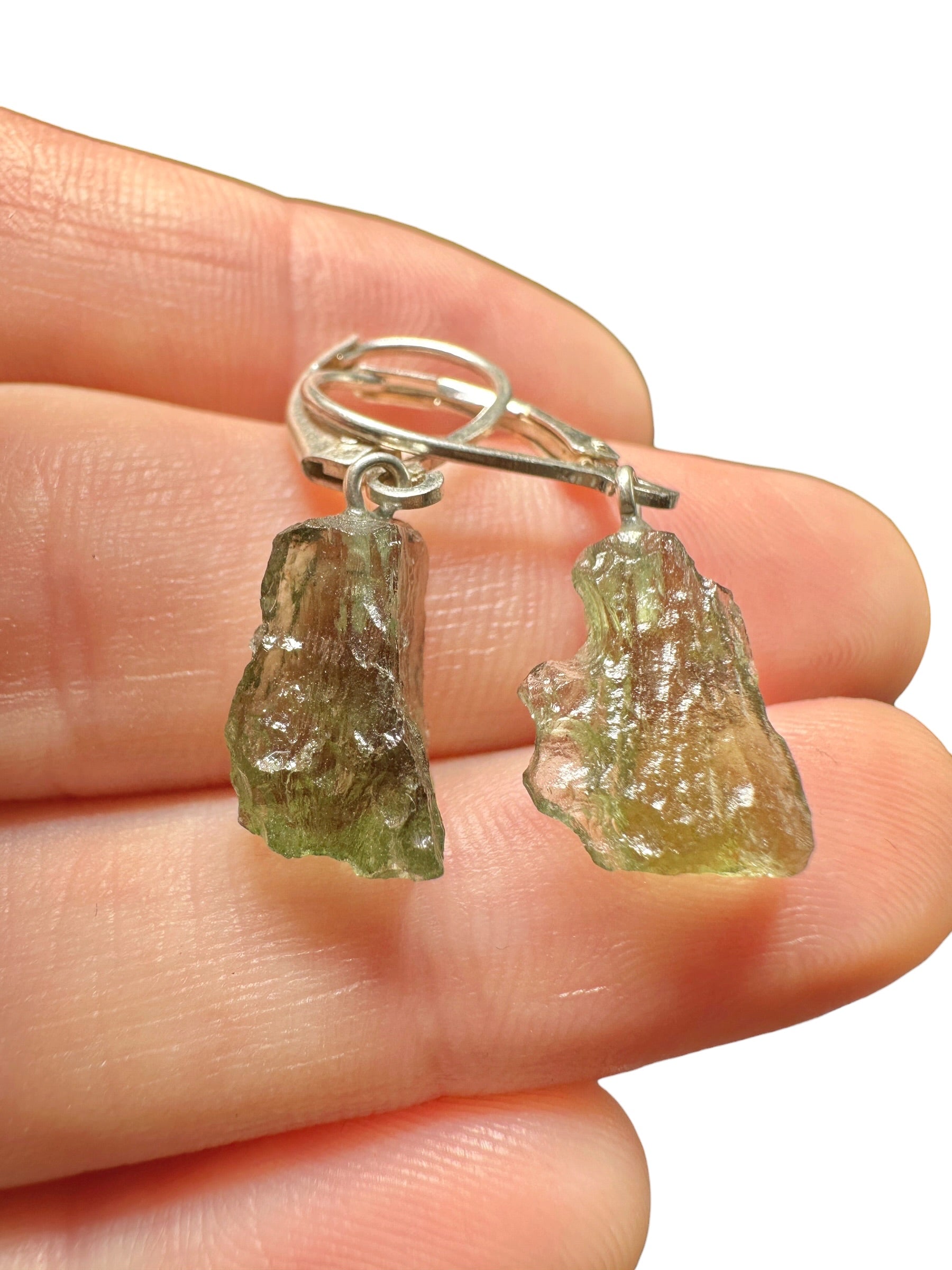 Silver moldavite earrings 2,1g