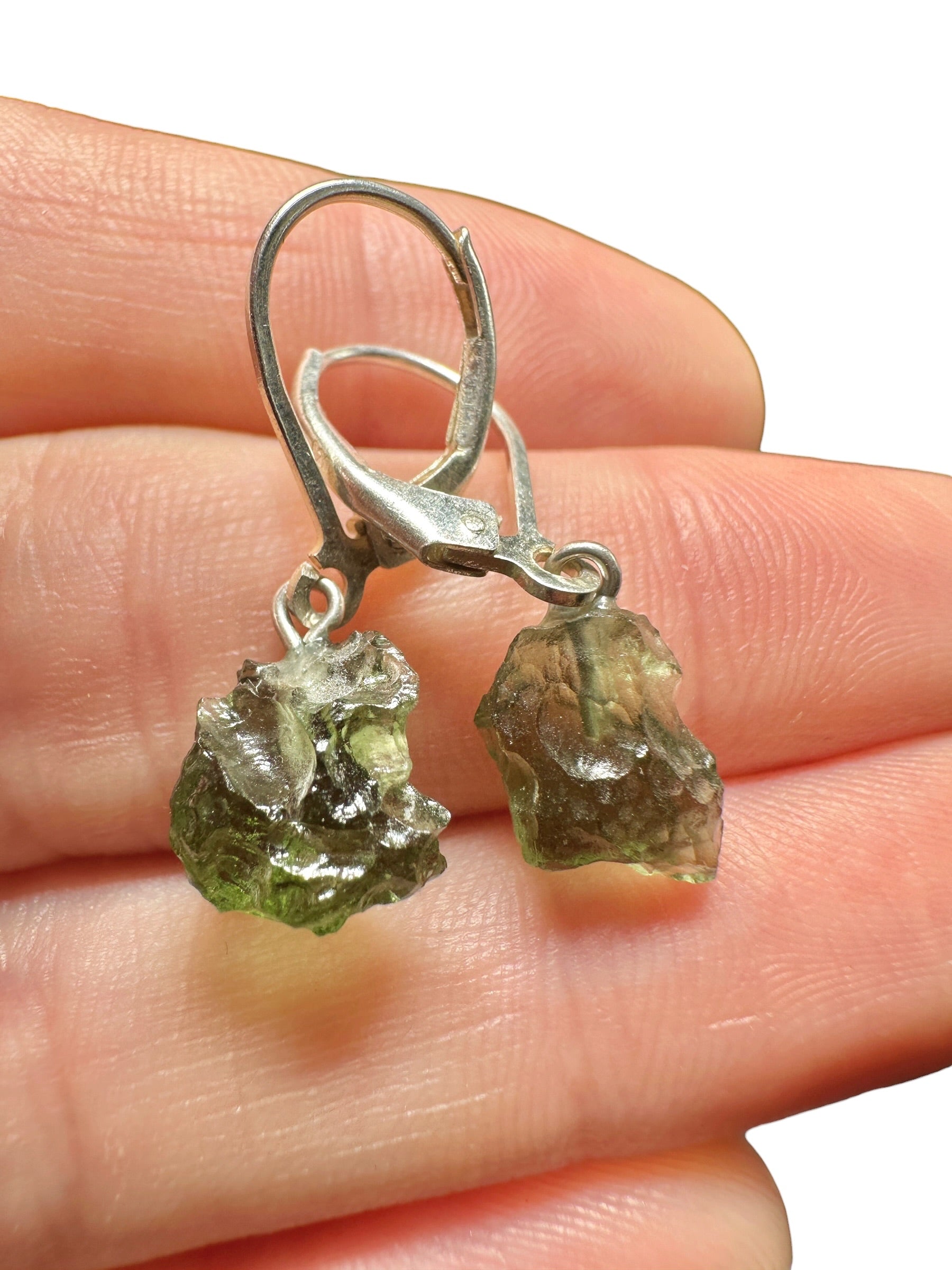 Silver moldavite earrings 1,7g