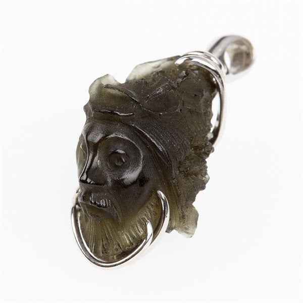 Ciondolo in argento con codice moldavite - Gesù Cristo 111