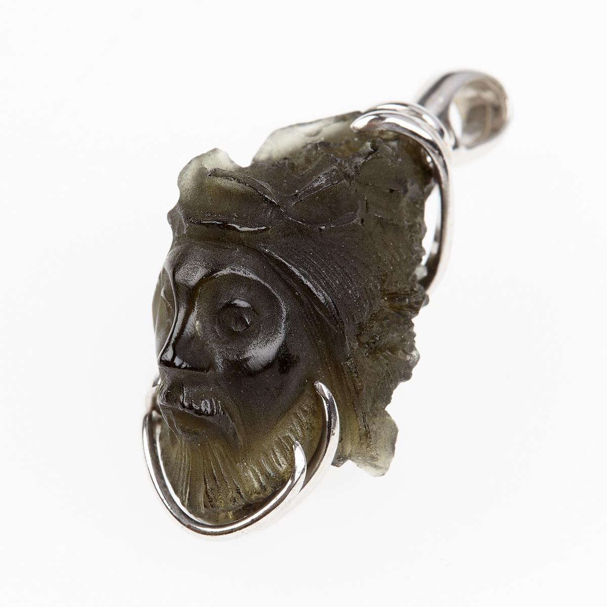 Silver pendant with moldavite - Jesus Christ 111