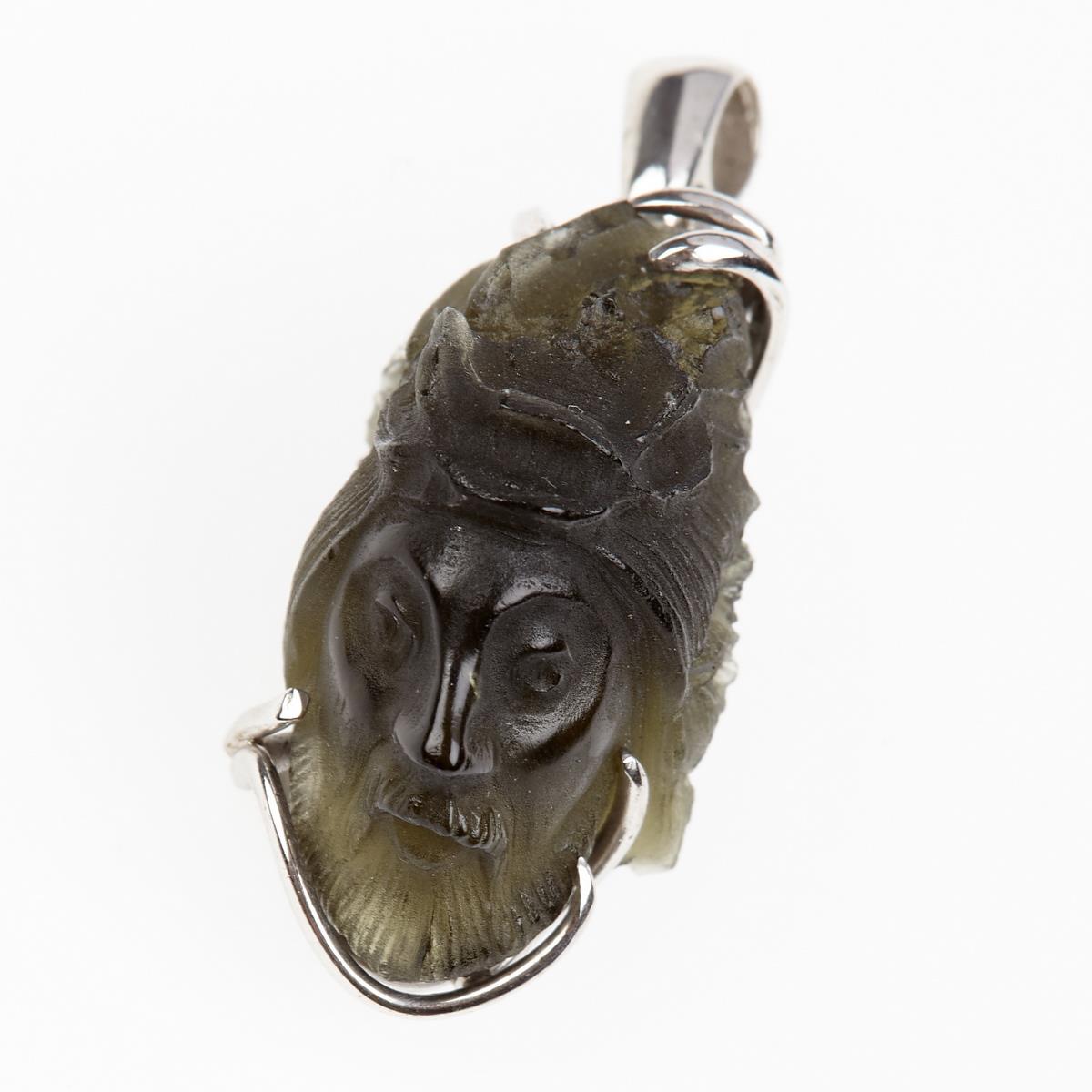 Silver pendant with moldavite - Jesus Christ 111