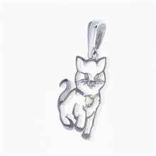Silver pendant with moldavite - cat