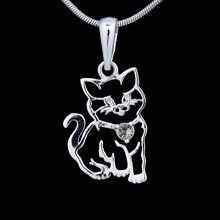 Silver pendant with moldavite - cat