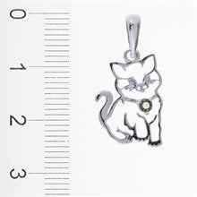 Silver pendant with moldavite - cat