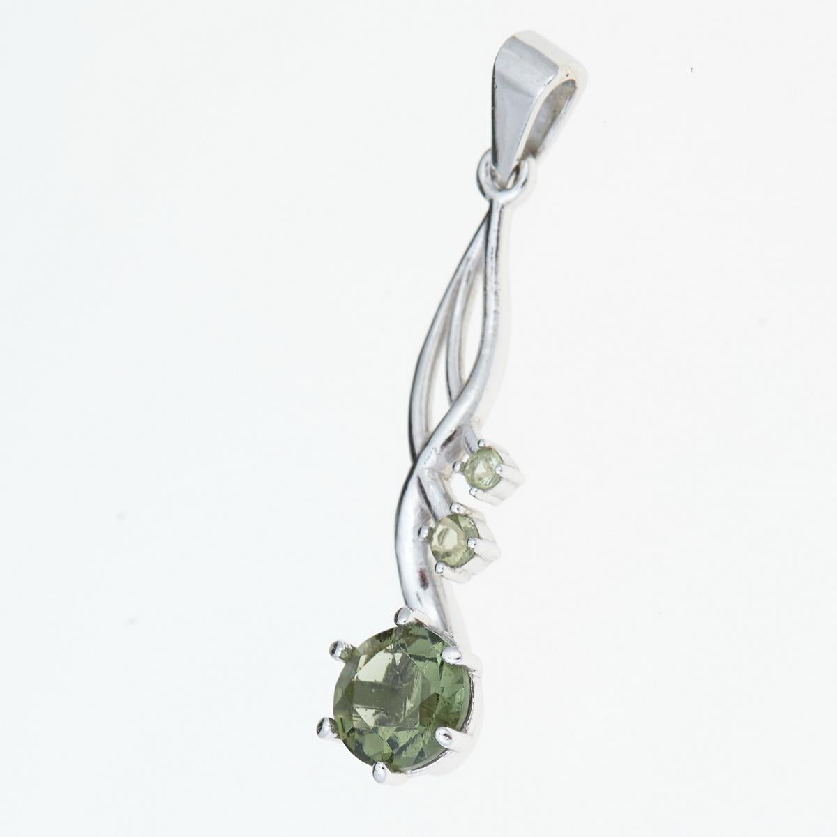 Silver pendant with moldavites 1003