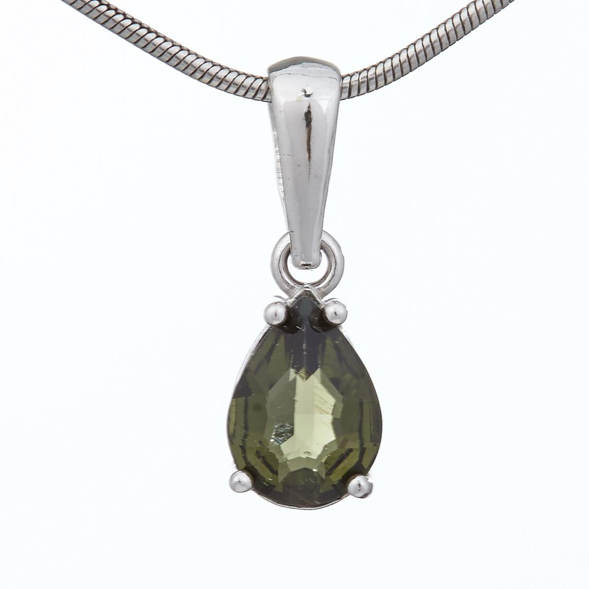 Silver pendant with moldavite 1019