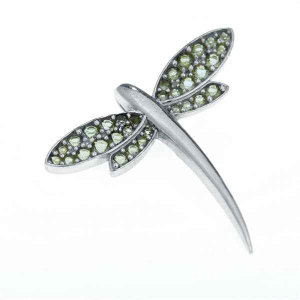 Dragonfly - silver pendant with moldavites 4041