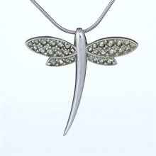 Dragonfly - silver pendant with moldavites 4041