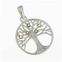 Silver pendant with moldavites - tree of life 1023