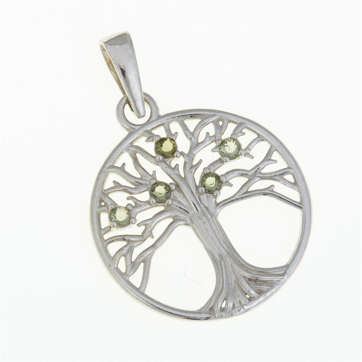 Silver pendant with moldavites - tree of life 1023