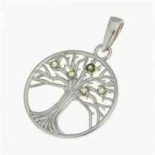 Silver pendant with moldavites - tree of life 1023