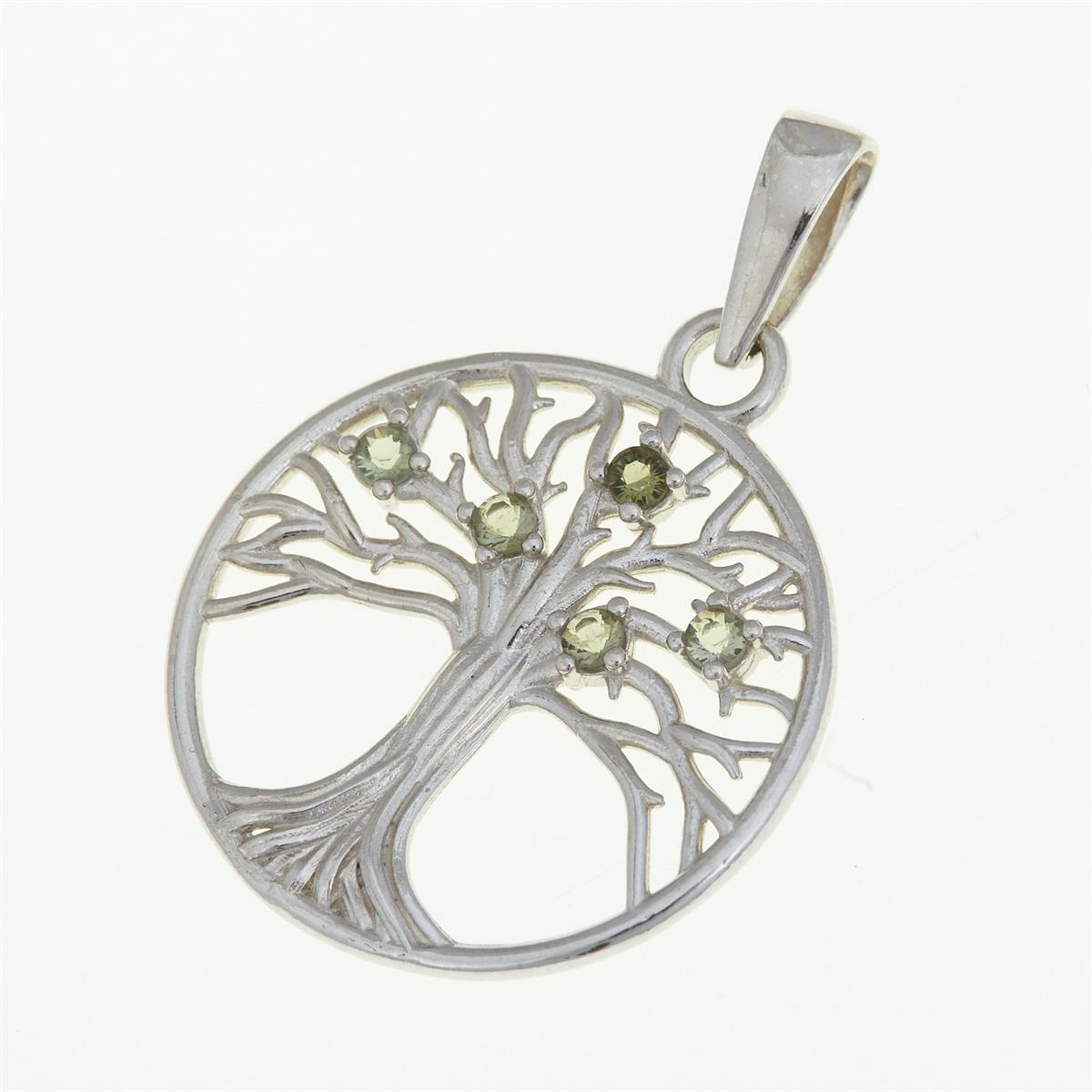 Silver pendant with moldavites - tree of life 1023
