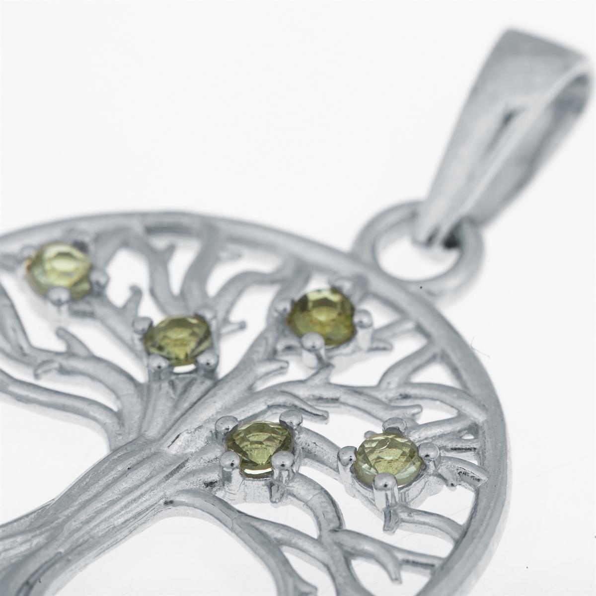 Silver pendant with moldavites - tree of life 1023