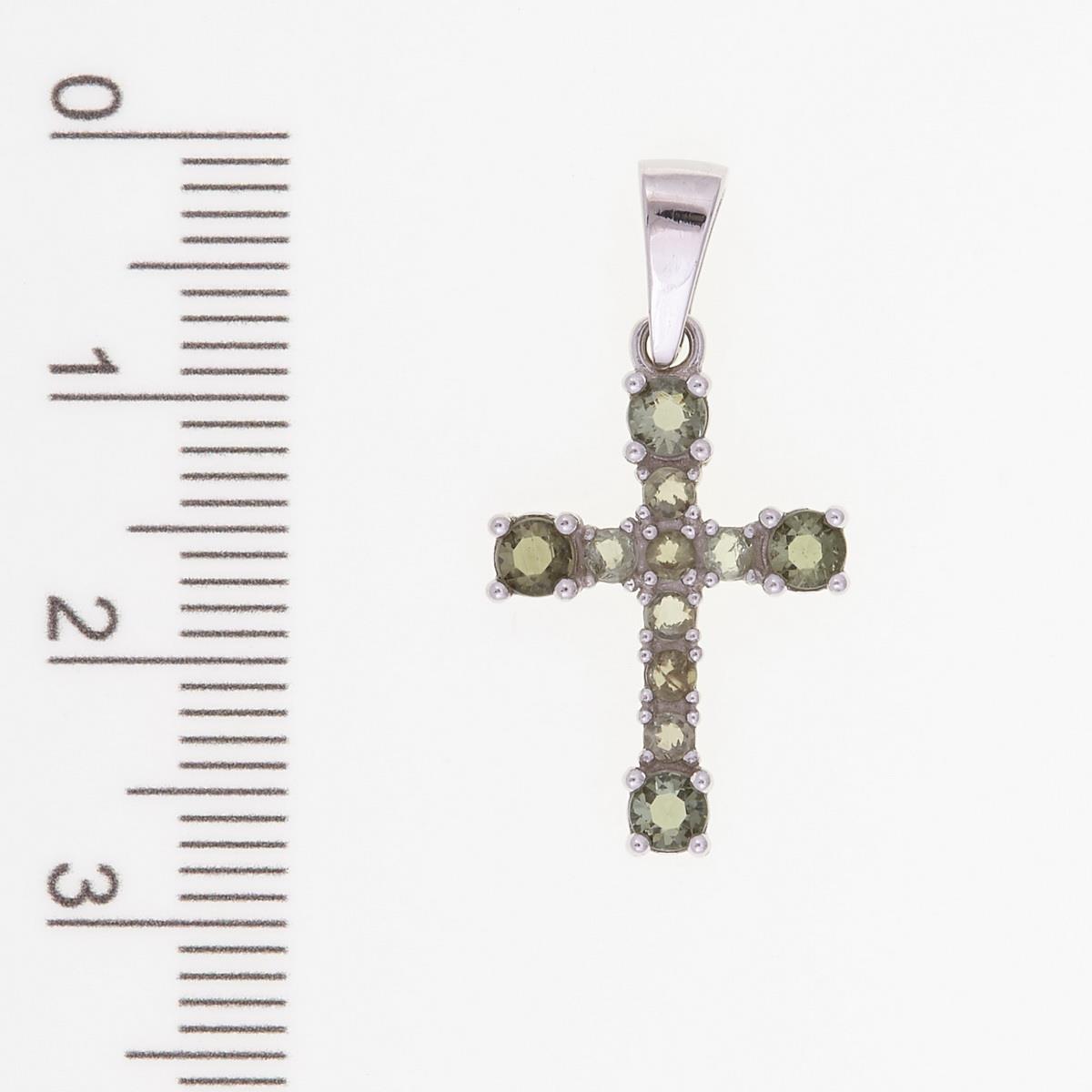 Silver pendant with moldavite - crucifix (cross) 1026