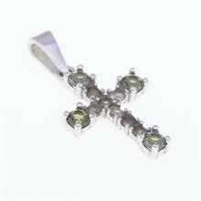 Silver pendant with moldavite - crucifix (cross) 1026