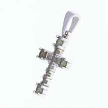 Silver pendant with moldavite - crucifix (cross) 1026