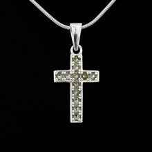 Silver pendant with moldavites - cross 1027