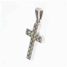 Silver pendant with moldavites - cross 1027