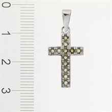 Silver pendant with moldavites - cross 1027
