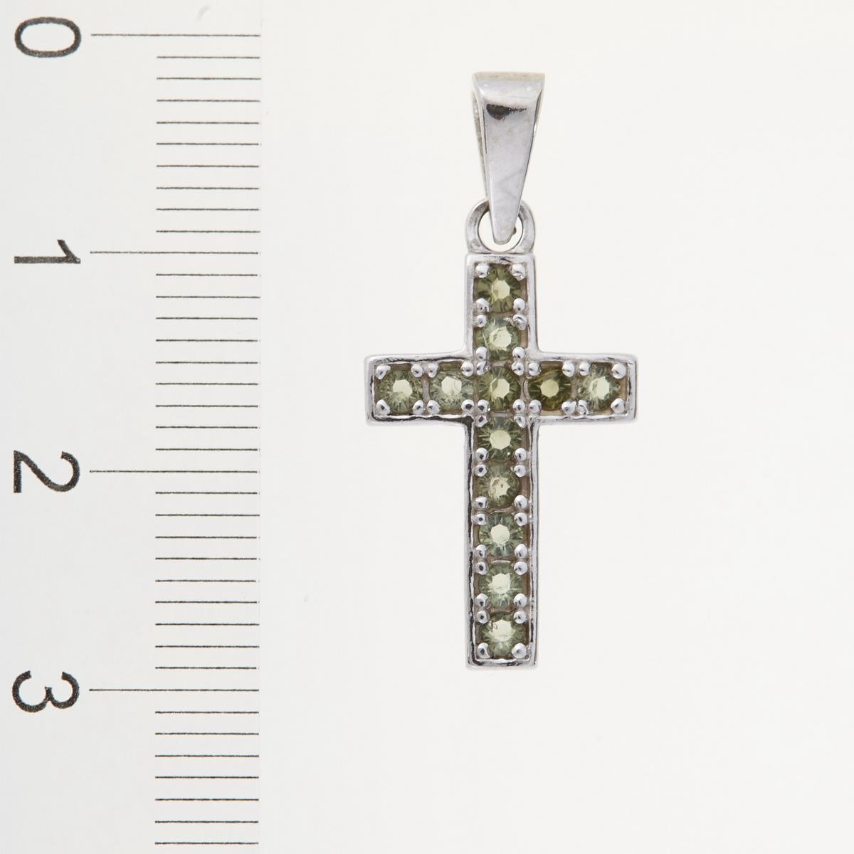 Silver pendant with moldavites - cross 1027