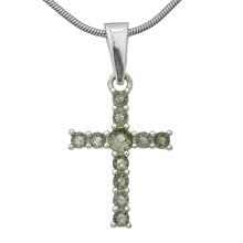 Silver pendant with moldavites - cross 1028